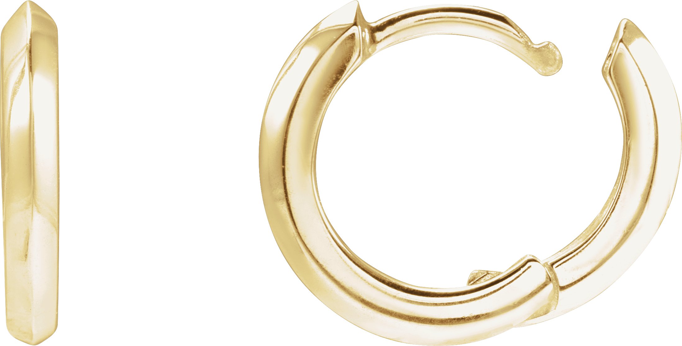 14K Yellow Knife-Edge Hinge 12.5 mm Hoop Earrings