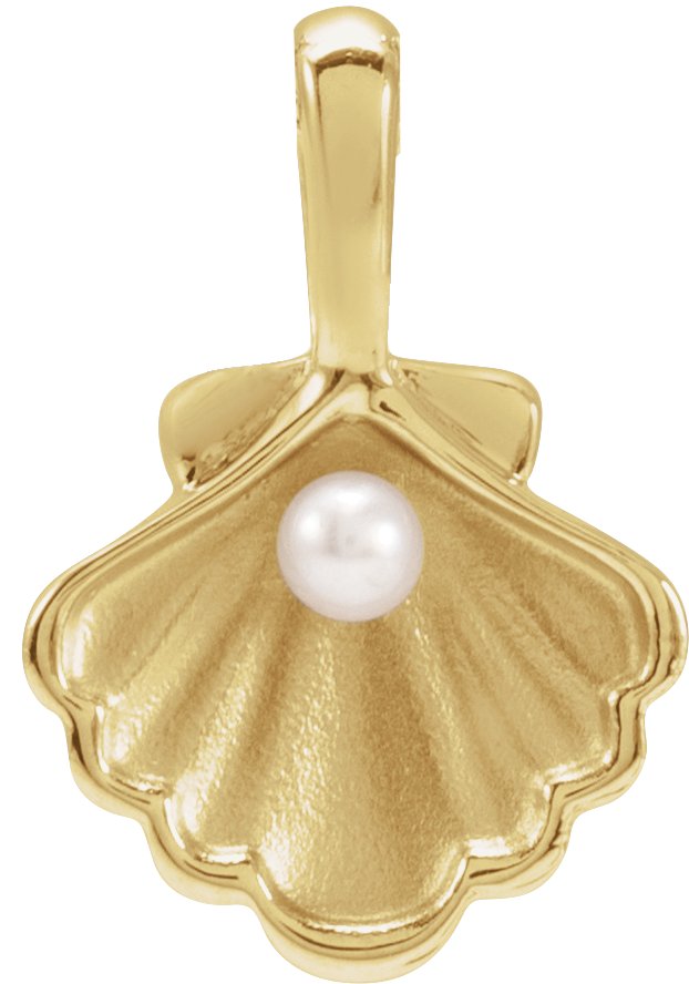 14K Yellow 1 Stone Cultured White Seed Pearl Family Shell Pendant Ref 22426425