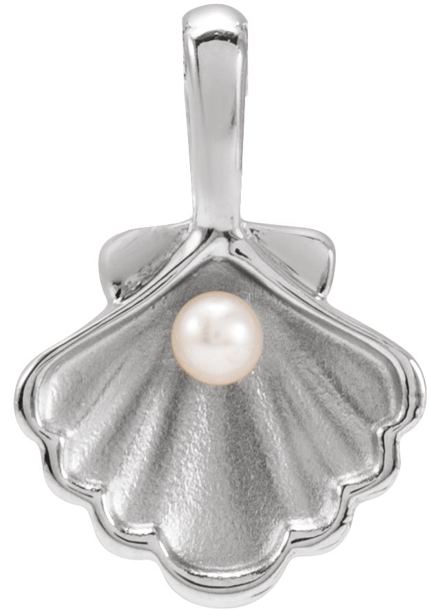 14K White 1 Stone Cultured White Seed Pearl Family Shell Pendant Ref 22426426