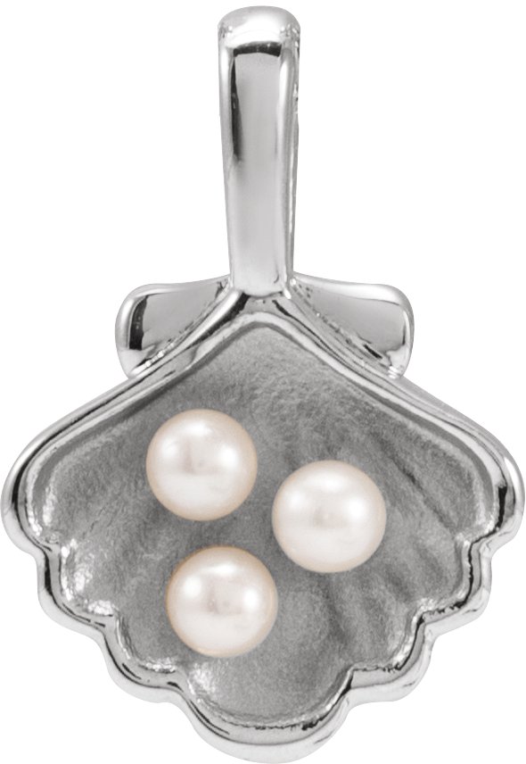 Platinum 3 Stone Cultured White Seed Pearl Family Shell Pendant Ref 22426440