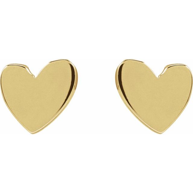 14K Yellow 4 mm Asymmetrical Heart Earrings