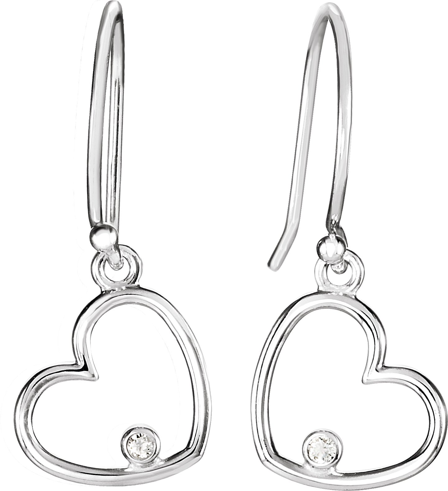 14K White .03 CTW Diamond Heart Earrings