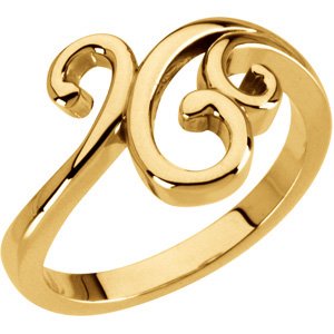 14K Yellow Scroll Ring