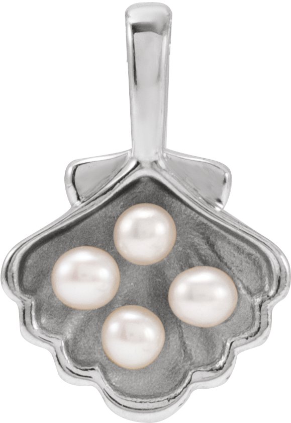 Sterling Silver 4 Stone Cultured White Seed Pearl Family Shell Pendant Ref 22426446