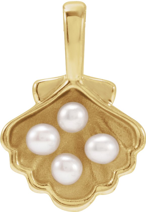 14K Yellow 4 Stone Cultured White Seed Pearl Family Shell Pendant Ref 22426445