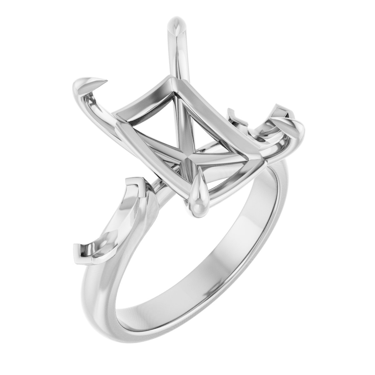 Claw-Prong Three-Stone Engagement Ring