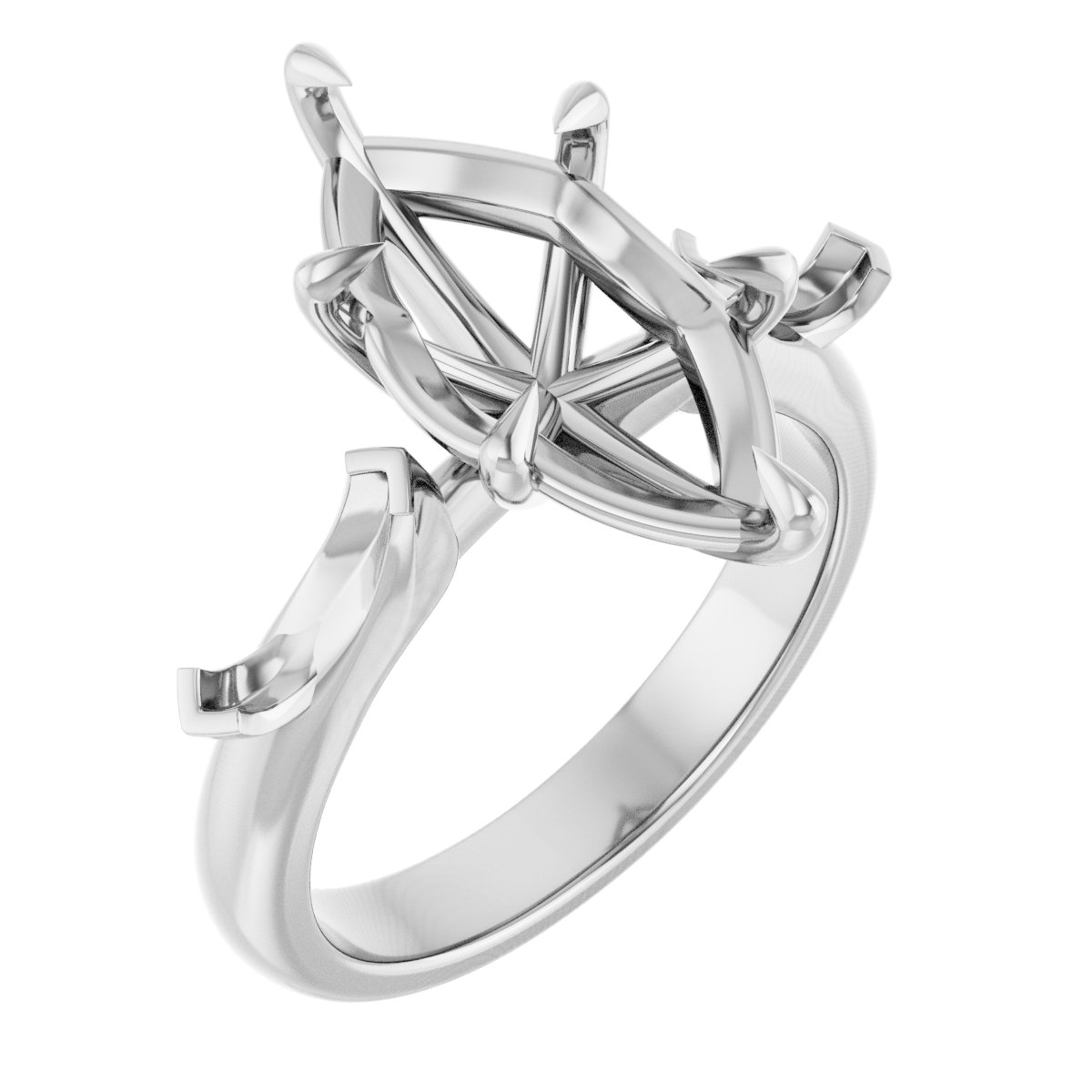 Claw-Prong Three-Stone Engagement Ring