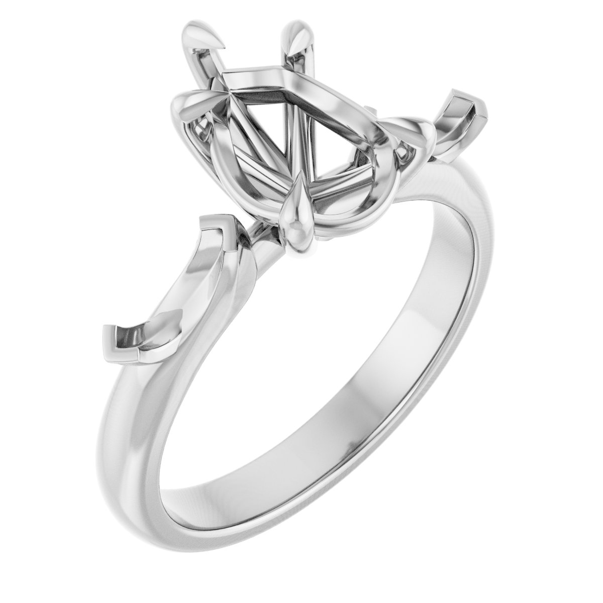 Claw-Prong Three-Stone Engagement Ring