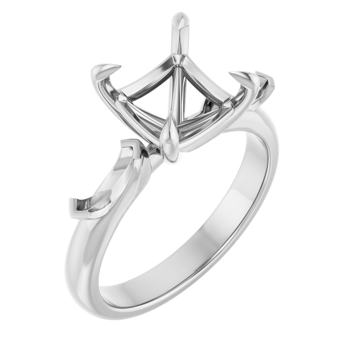 Claw-Prong Three-Stone Engagement Ring