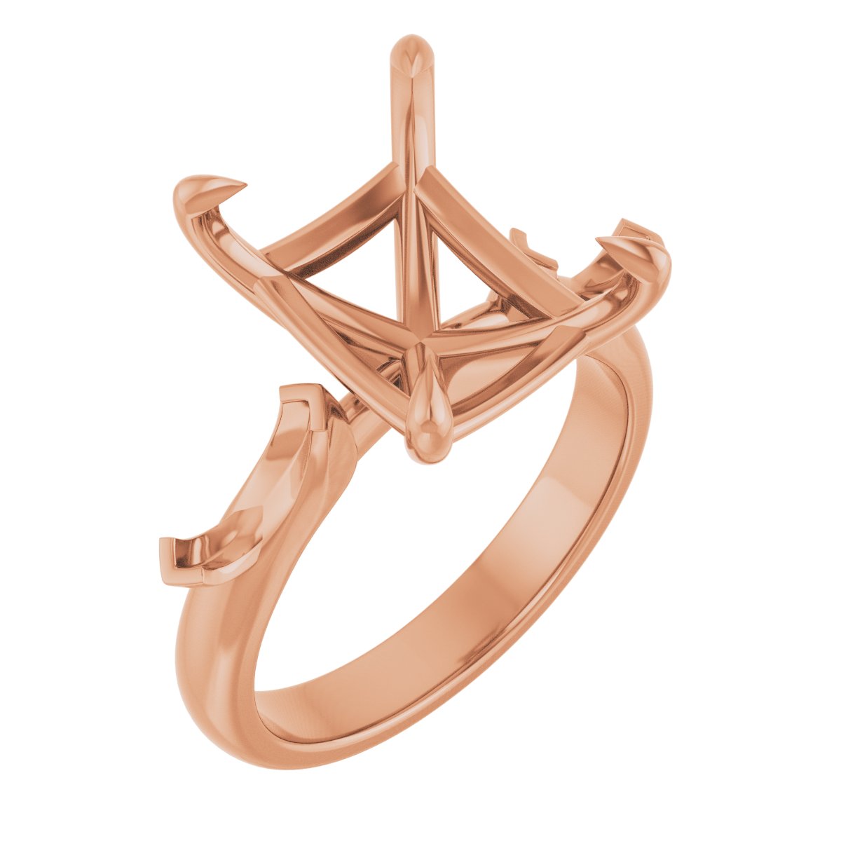 Claw-Prong Three-Stone Engagement Ring