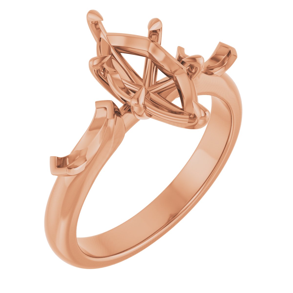 Claw-Prong Three-Stone Engagement Ring