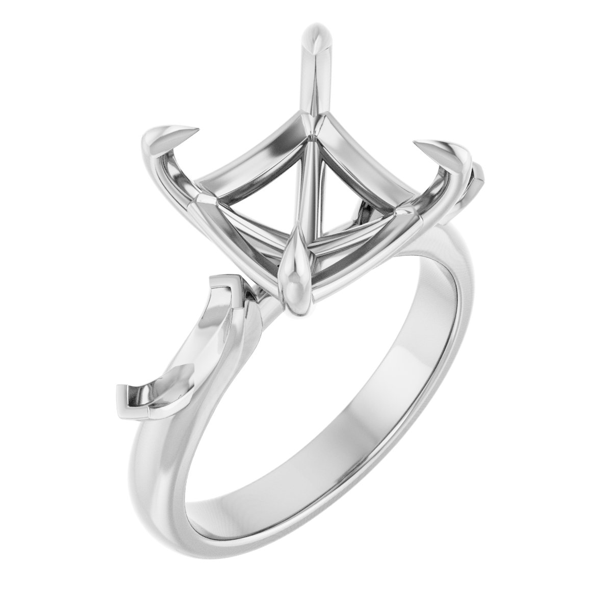 Claw-Prong Three-Stone Engagement Ring