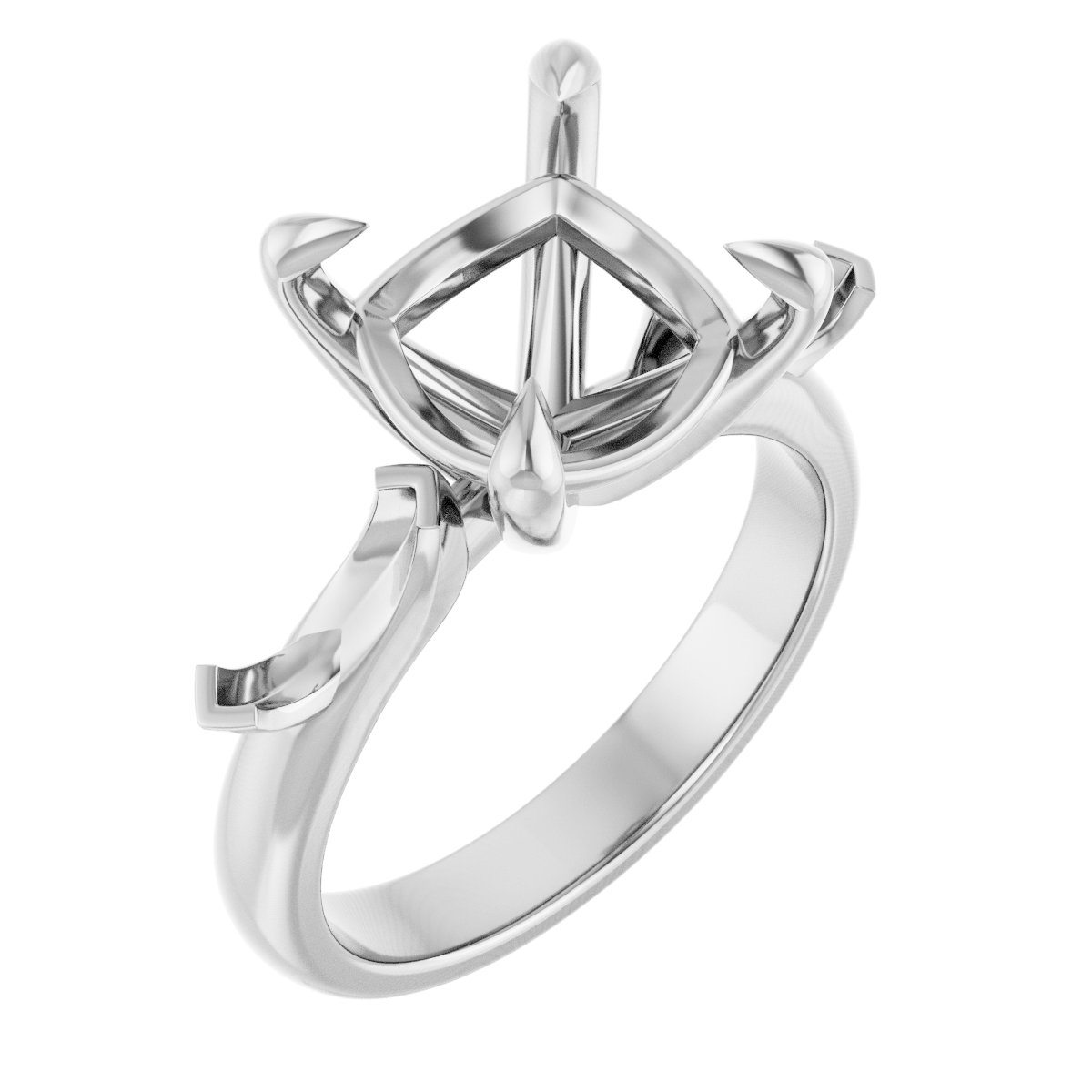 Claw-Prong Three-Stone Engagement Ring