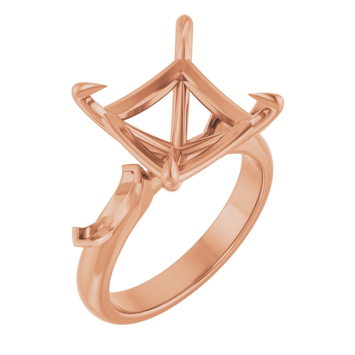 Claw-Prong Three-Stone Engagement Ring