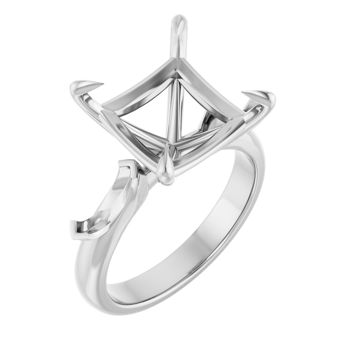 Claw-Prong Three-Stone Engagement Ring