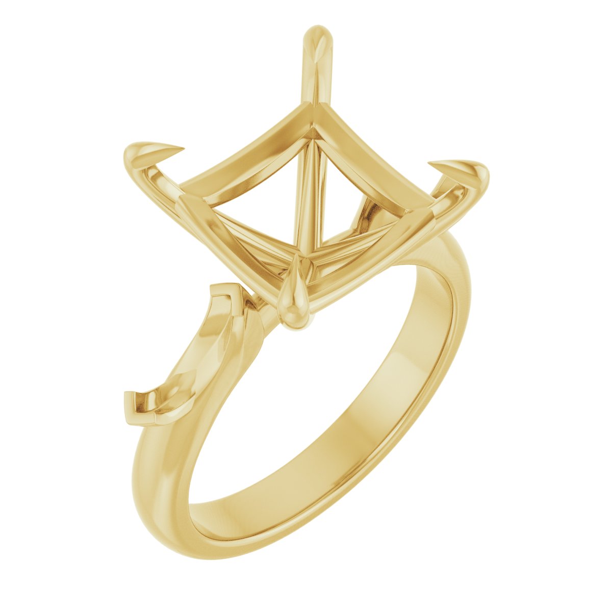 Claw-Prong Three-Stone Engagement Ring