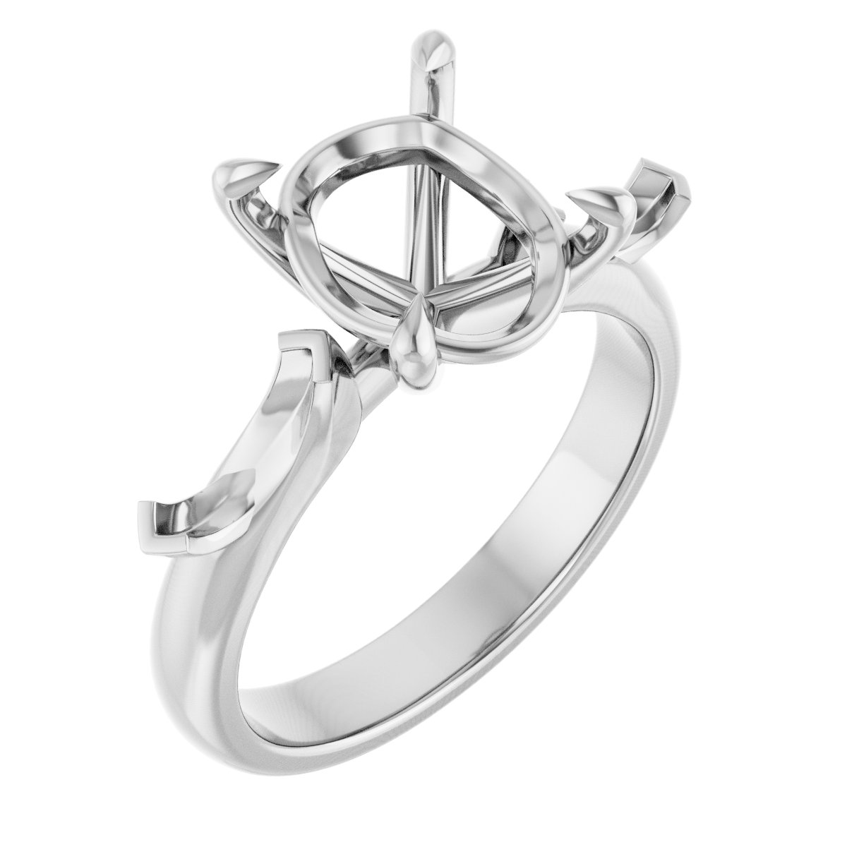 Claw-Prong Three-Stone Engagement Ring