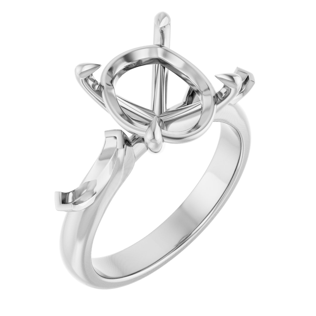 Claw-Prong Three-Stone Engagement Ring