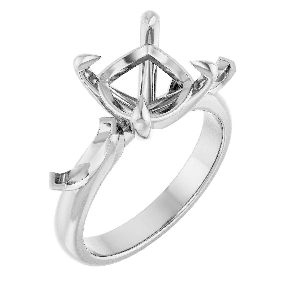 Claw-Prong Three-Stone Engagement Ring
