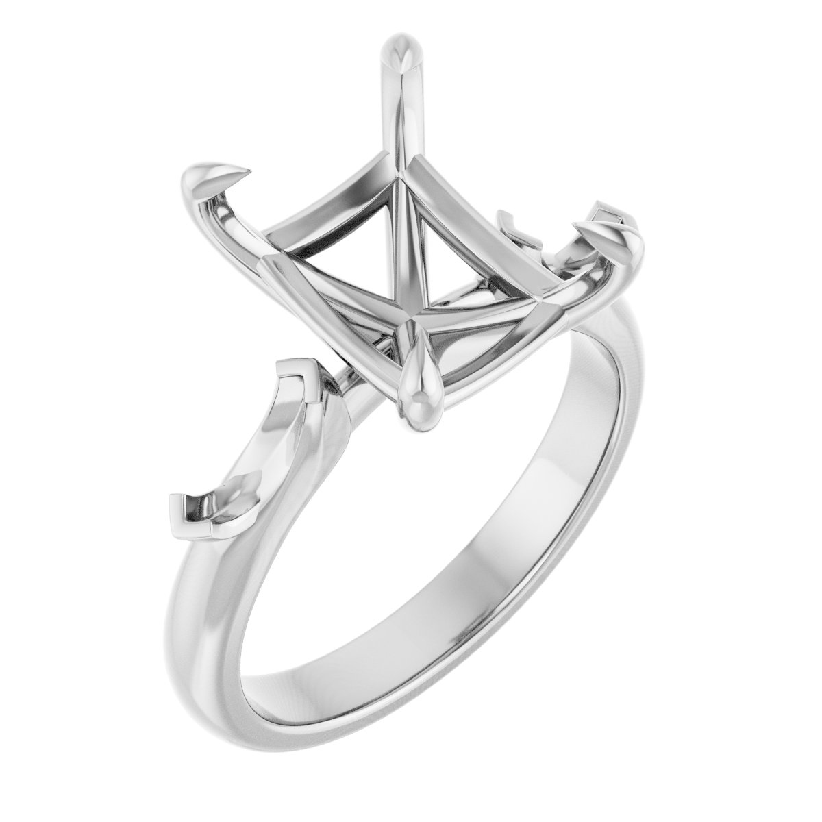 Claw-Prong Three-Stone Engagement Ring