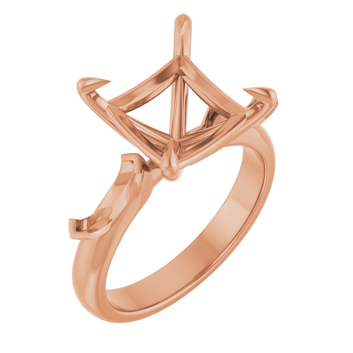 Claw-Prong Three-Stone Engagement Ring