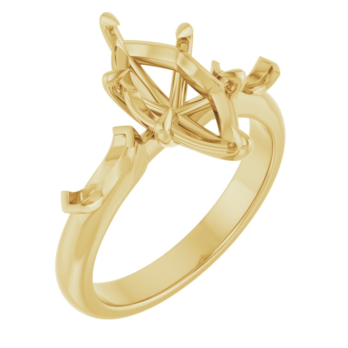 Claw-Prong Three-Stone Engagement Ring