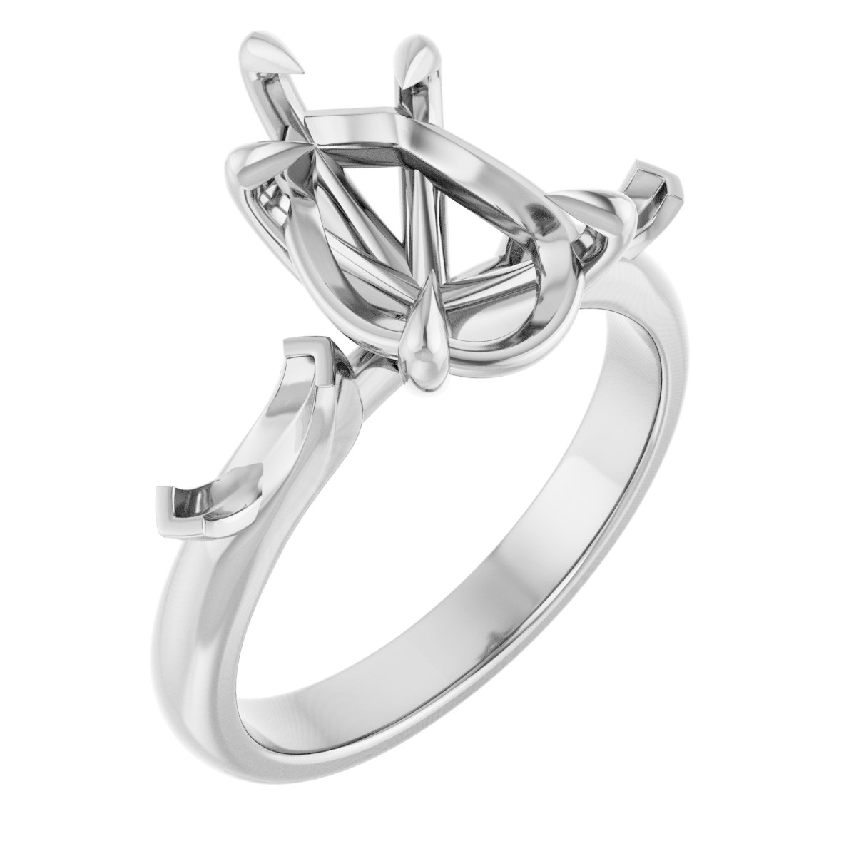 Claw-Prong Three-Stone Engagement Ring