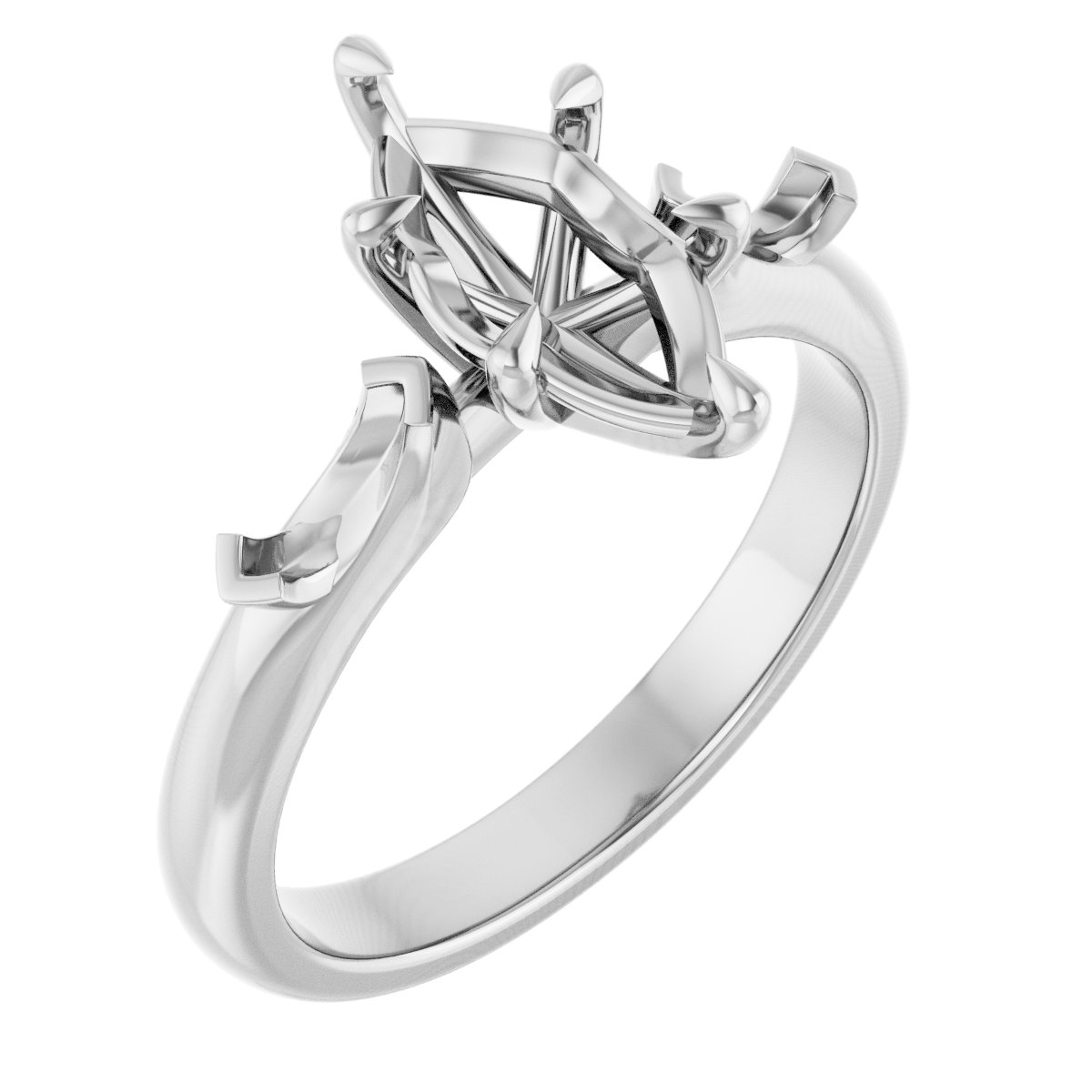 Claw-Prong Three-Stone Engagement Ring