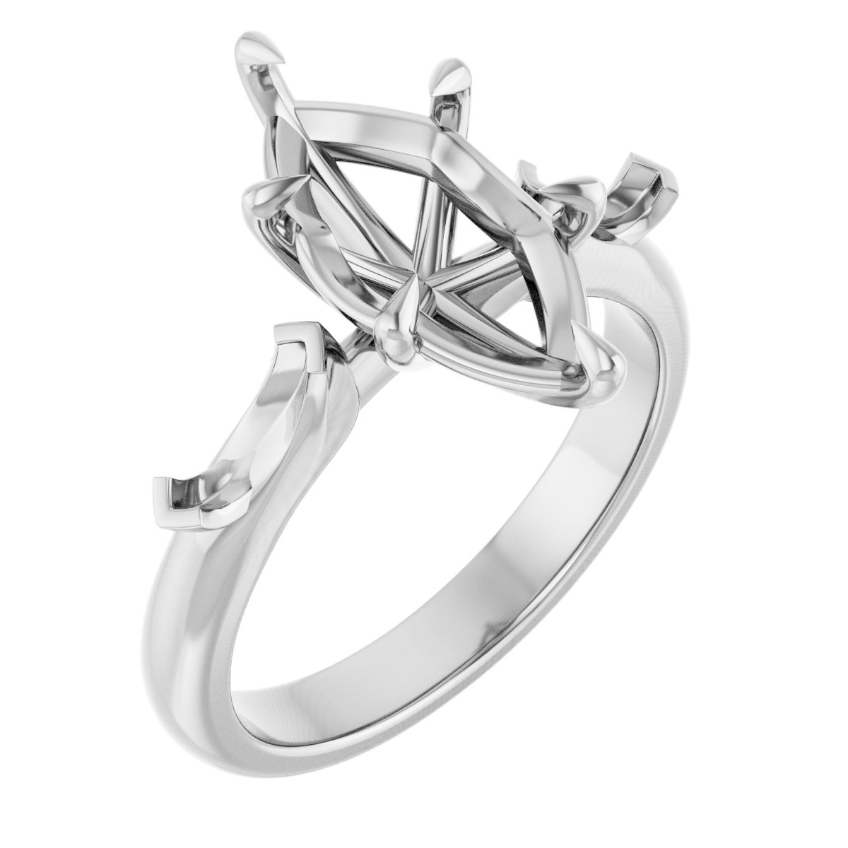 Claw-Prong Three-Stone Engagement Ring