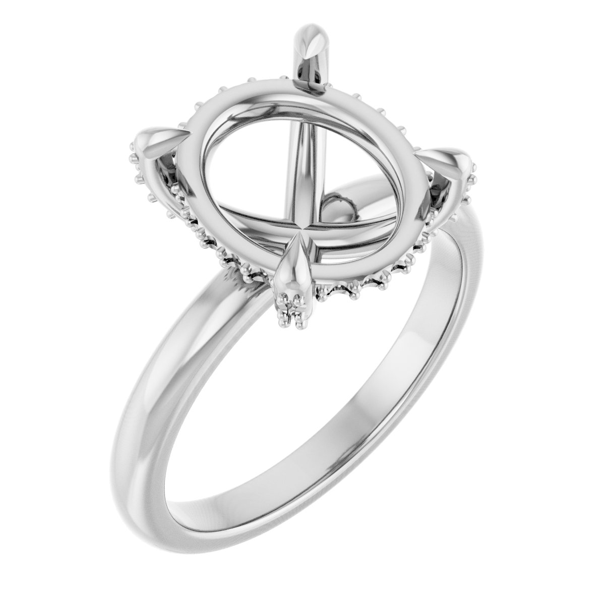 Claw-Prong Hidden Halo-Style Engagement Ring