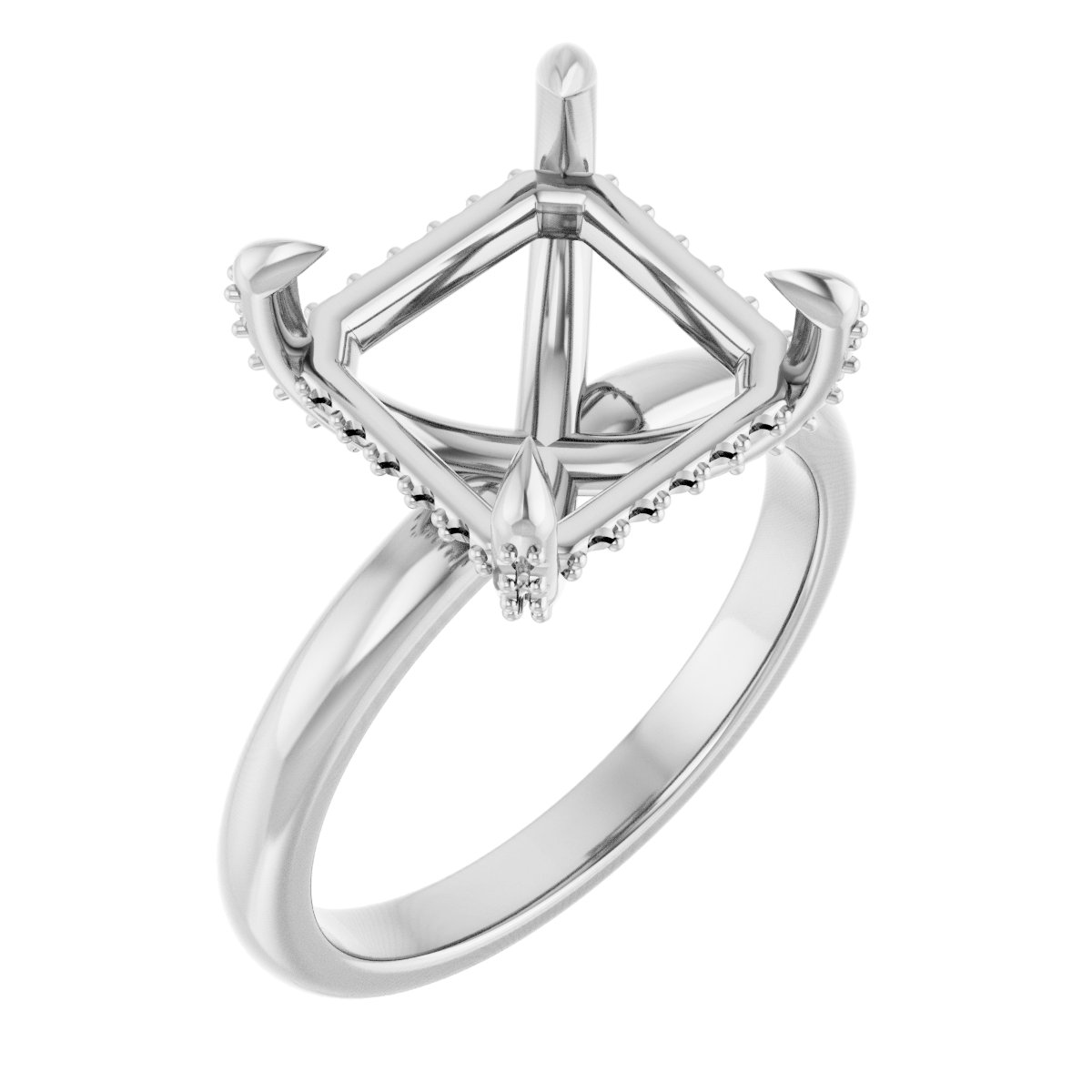 Claw-Prong Hidden Halo-Style Engagement Ring