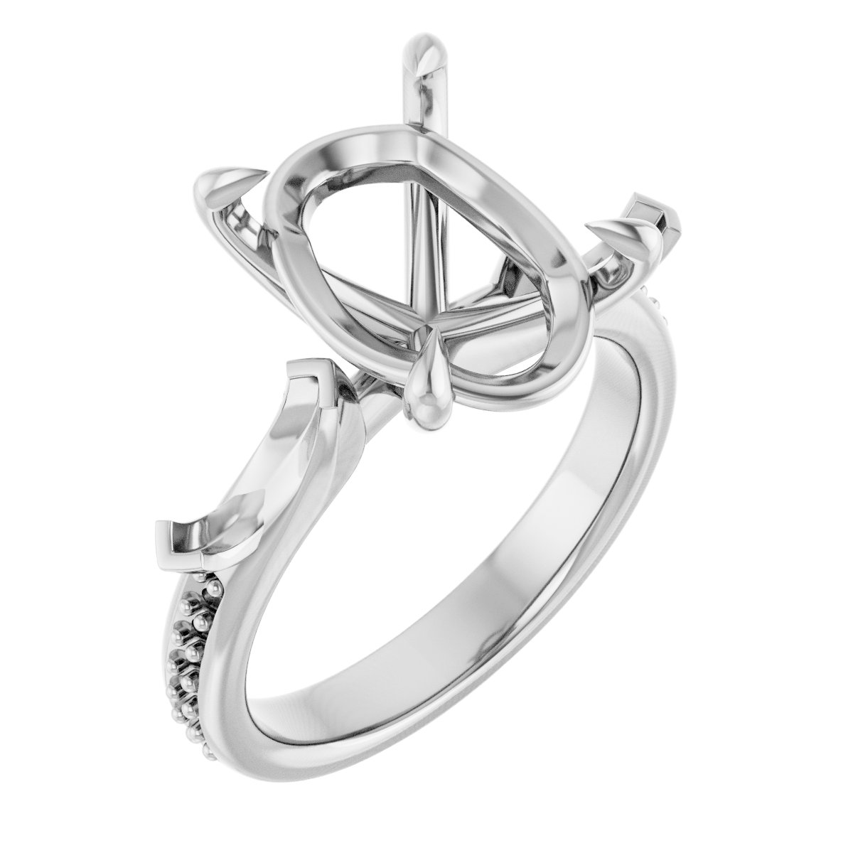 Claw-Prong Three-Stone Engagement Ring