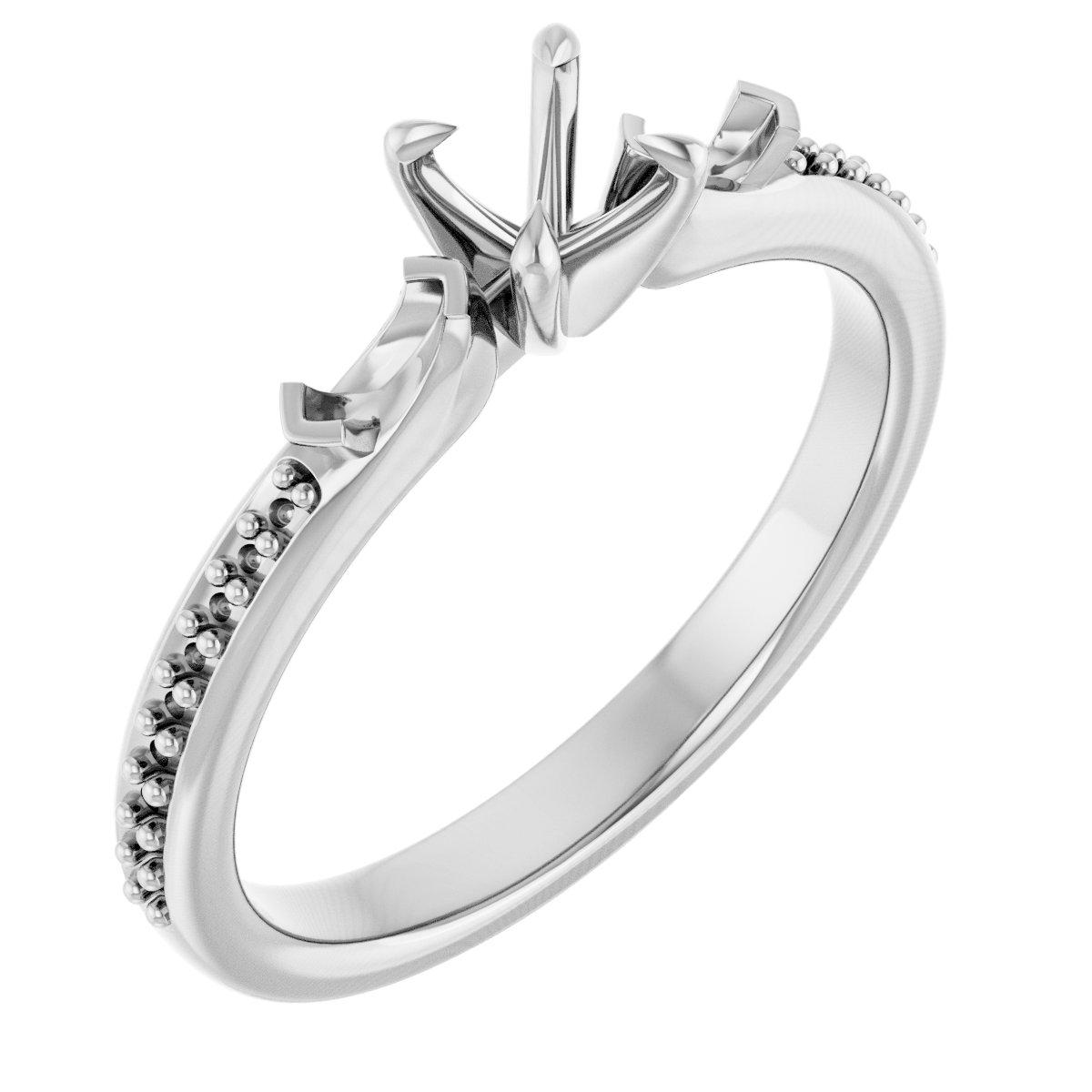 Claw-Prong Three-Stone Engagement Ring