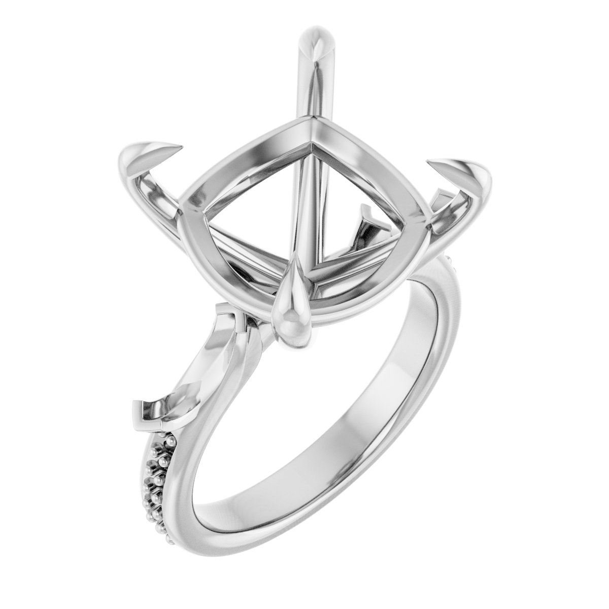 Claw-Prong Three-Stone Engagement Ring