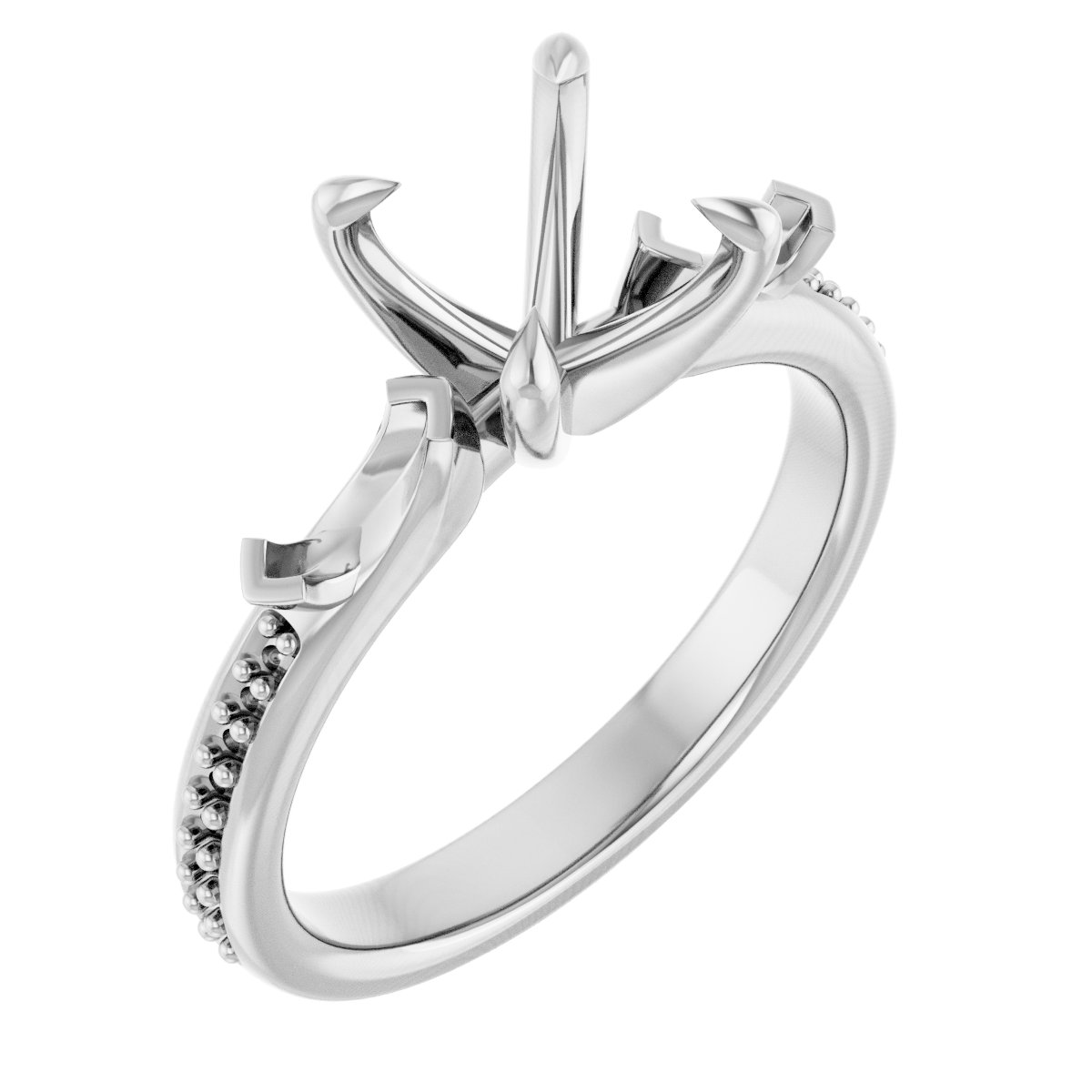 Claw-Prong Three-Stone Engagement Ring