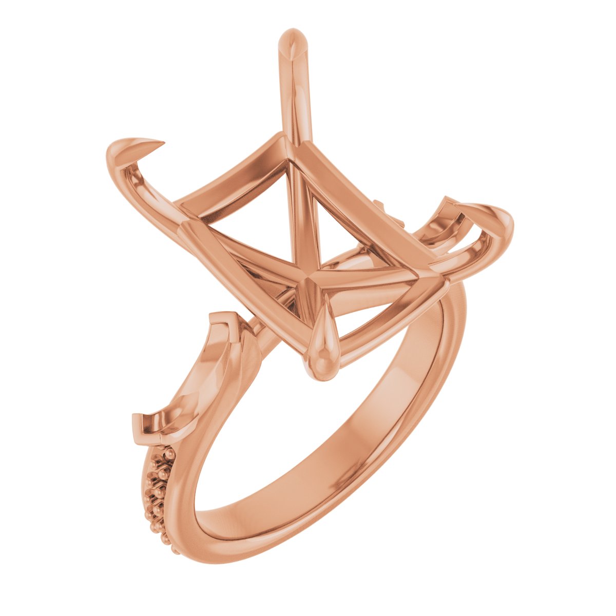 Claw-Prong Three-Stone Engagement Ring