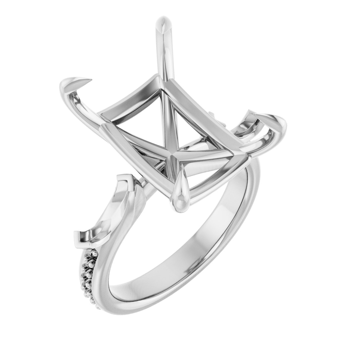 Claw-Prong Three-Stone Engagement Ring