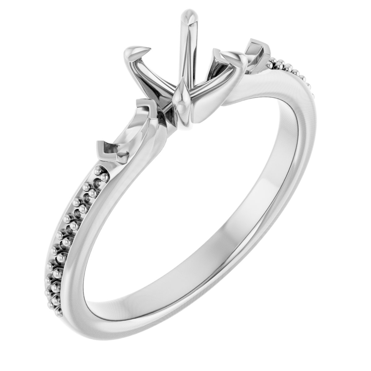 Claw-Prong Three-Stone Engagement Ring