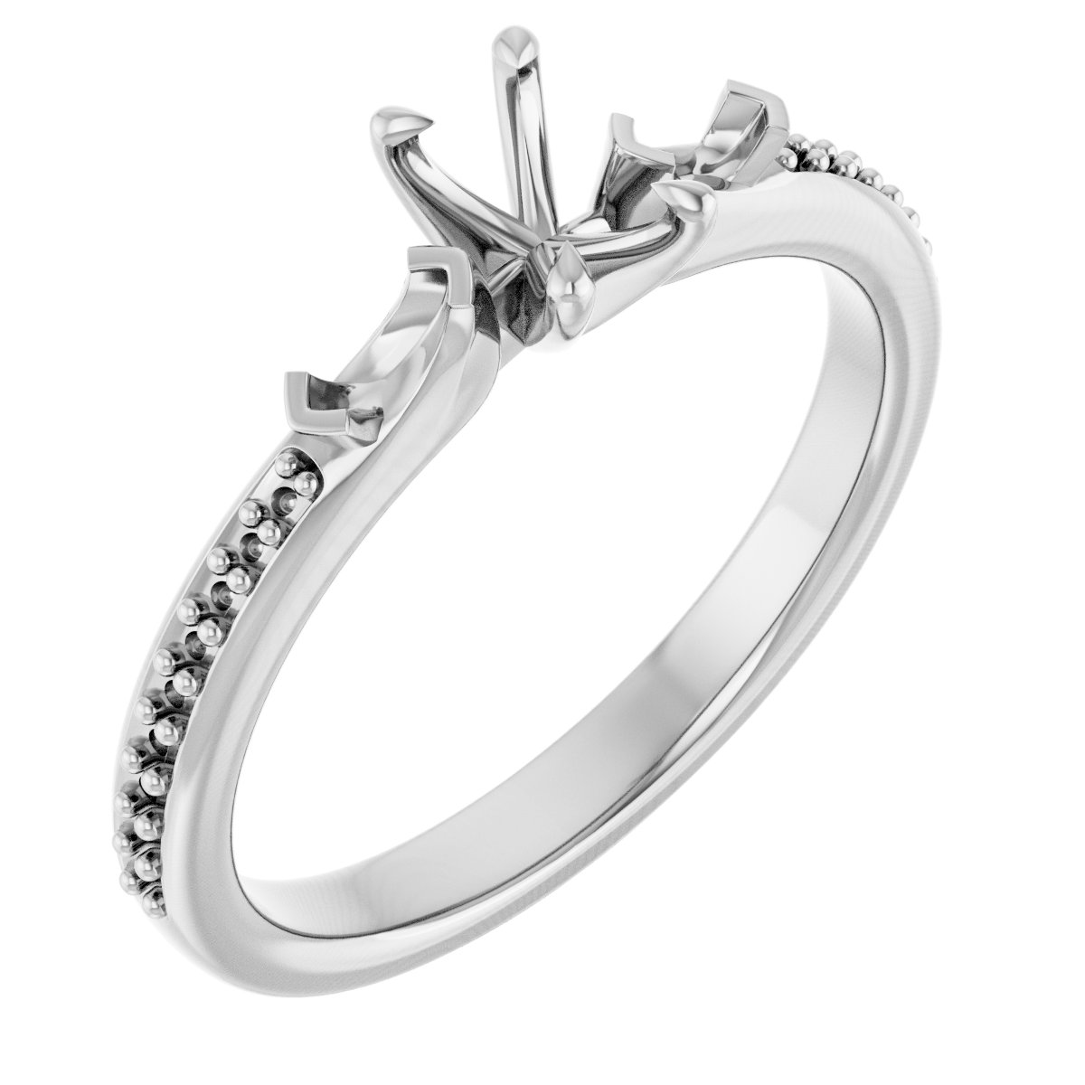 Claw-Prong Three-Stone Engagement Ring