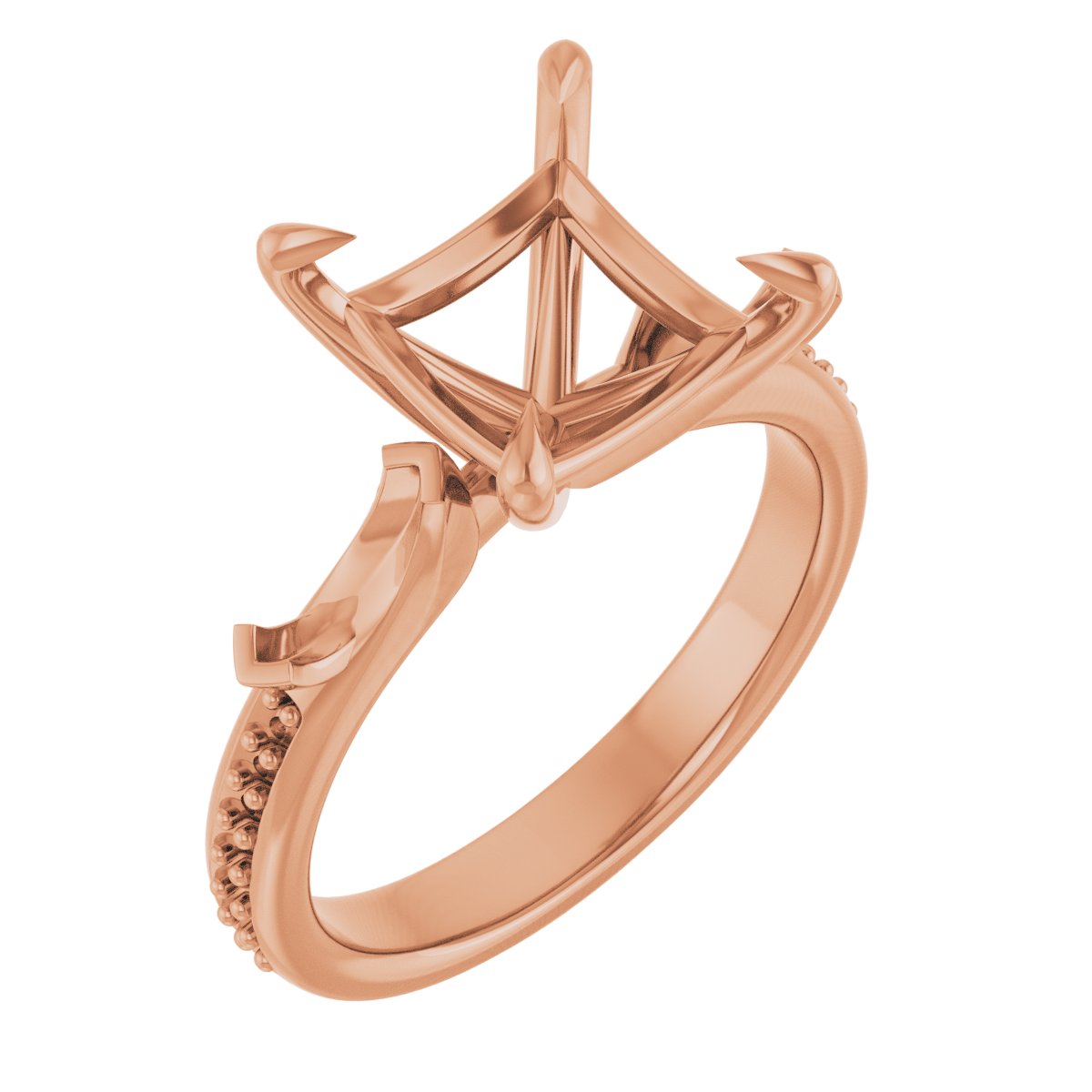 Claw-Prong Three-Stone Engagement Ring