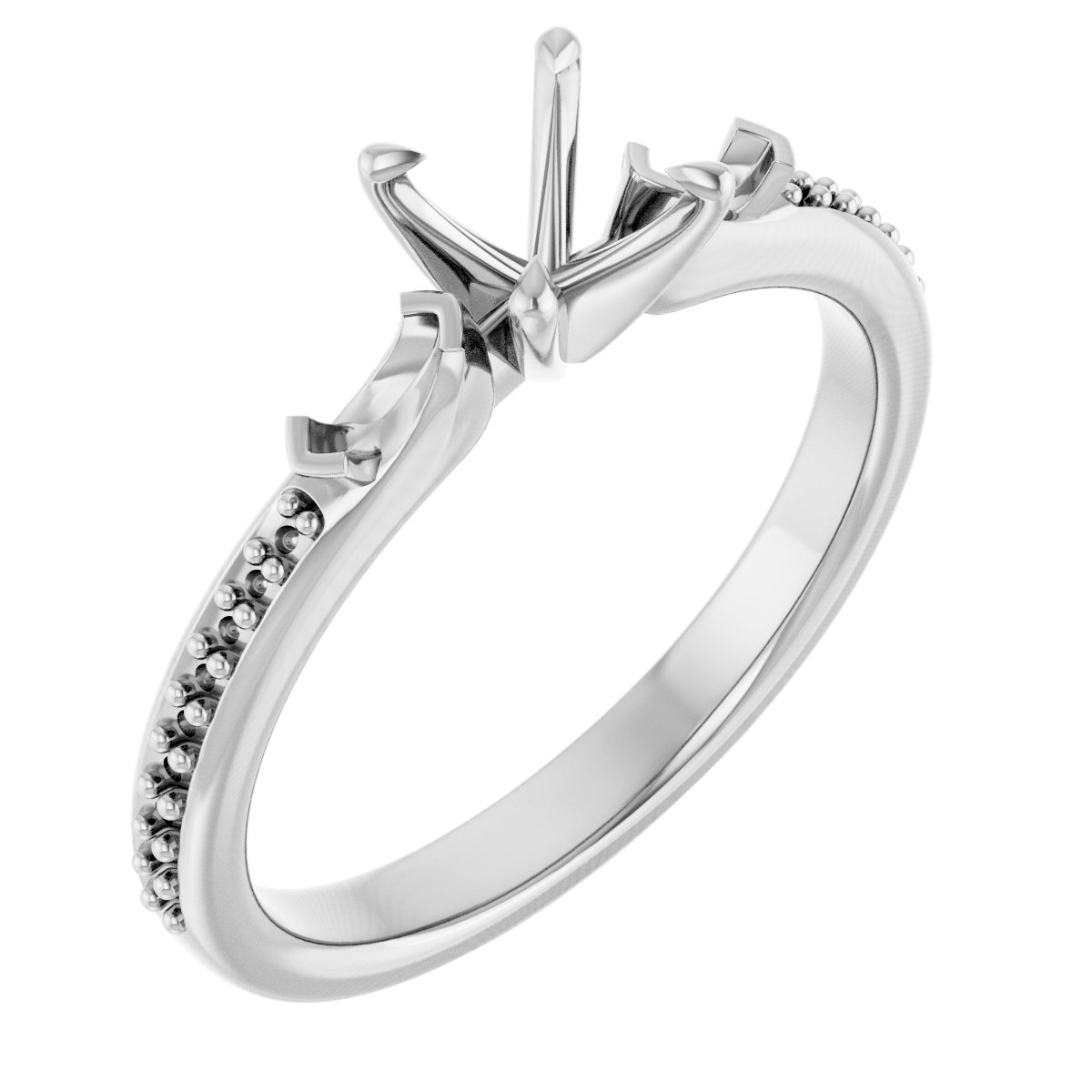 Claw-Prong Three-Stone Engagement Ring