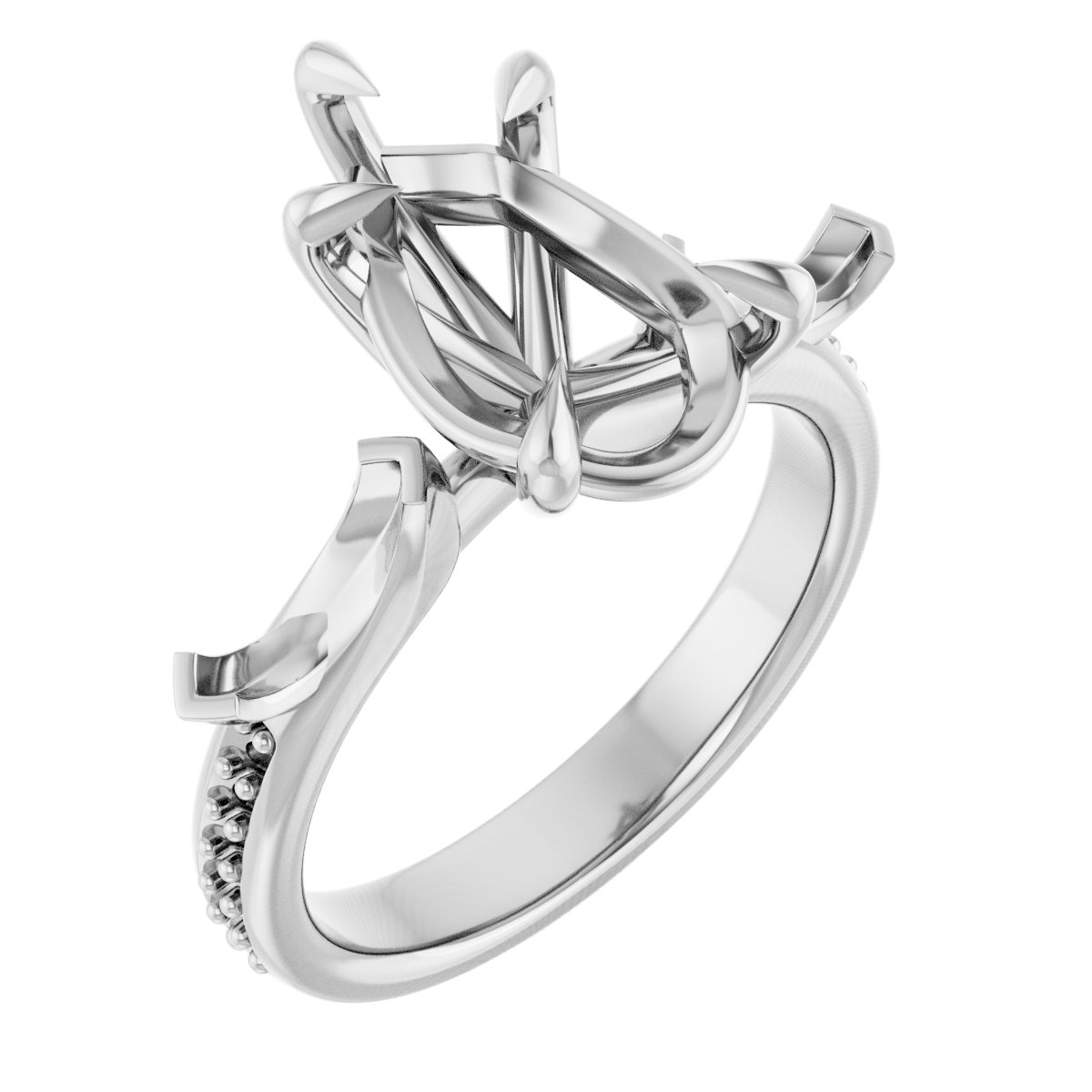 Claw-Prong Three-Stone Engagement Ring