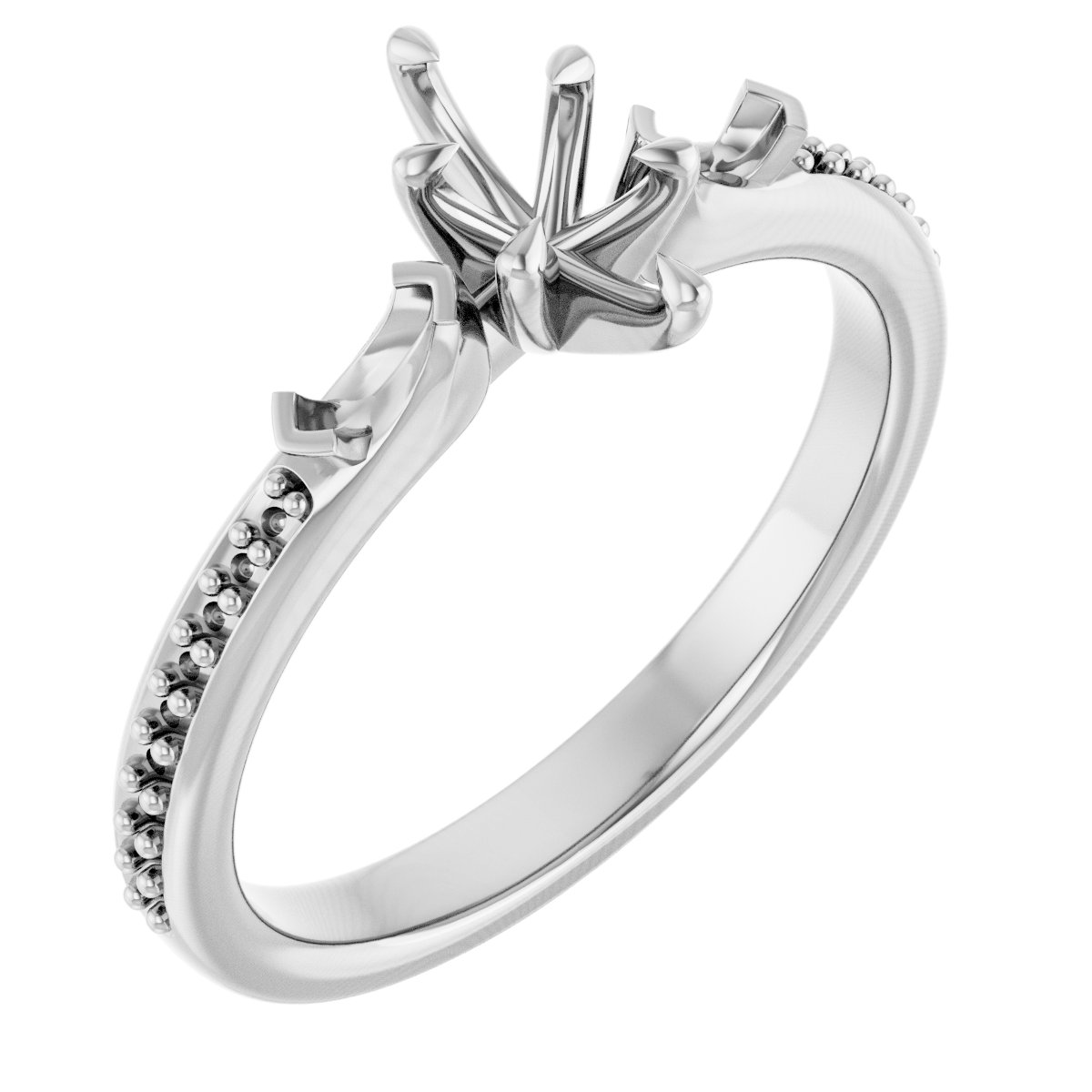 Claw-Prong Three-Stone Engagement Ring
