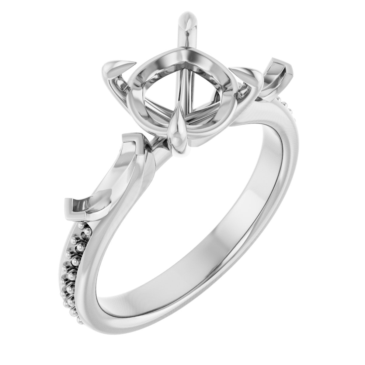 Claw-Prong Three-Stone Engagement Ring