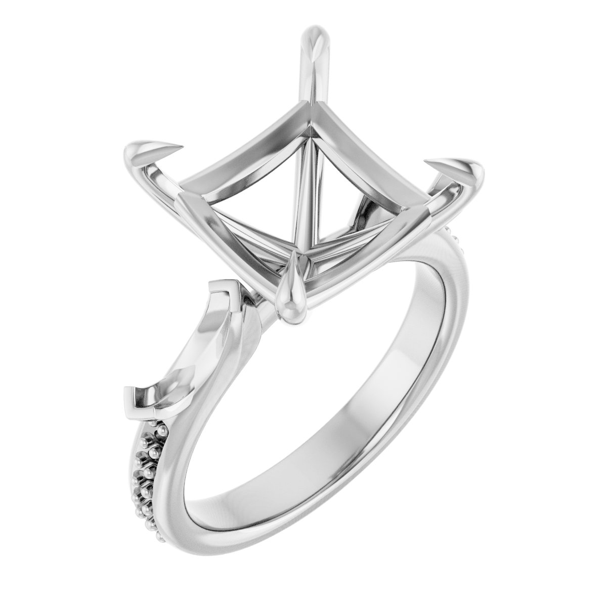 Claw-Prong Three-Stone Engagement Ring