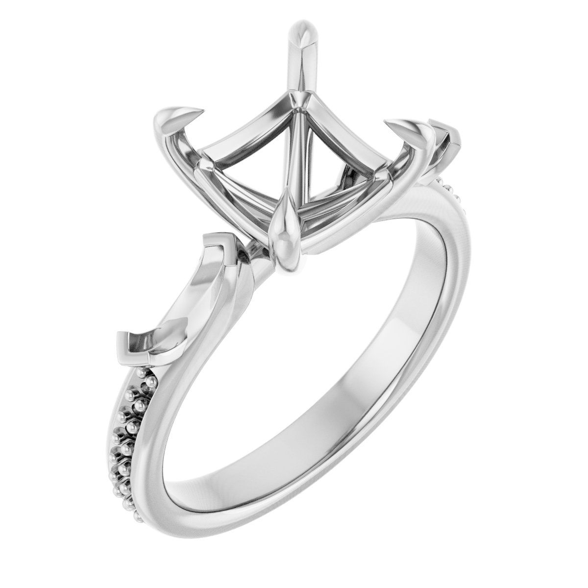 Claw-Prong Three-Stone Engagement Ring