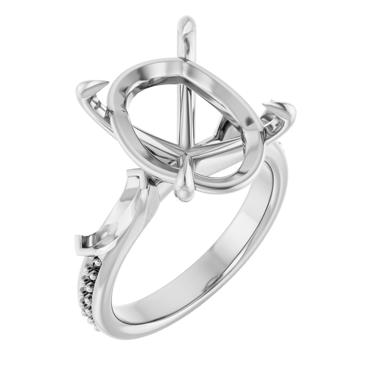 Claw-Prong Three-Stone Engagement Ring