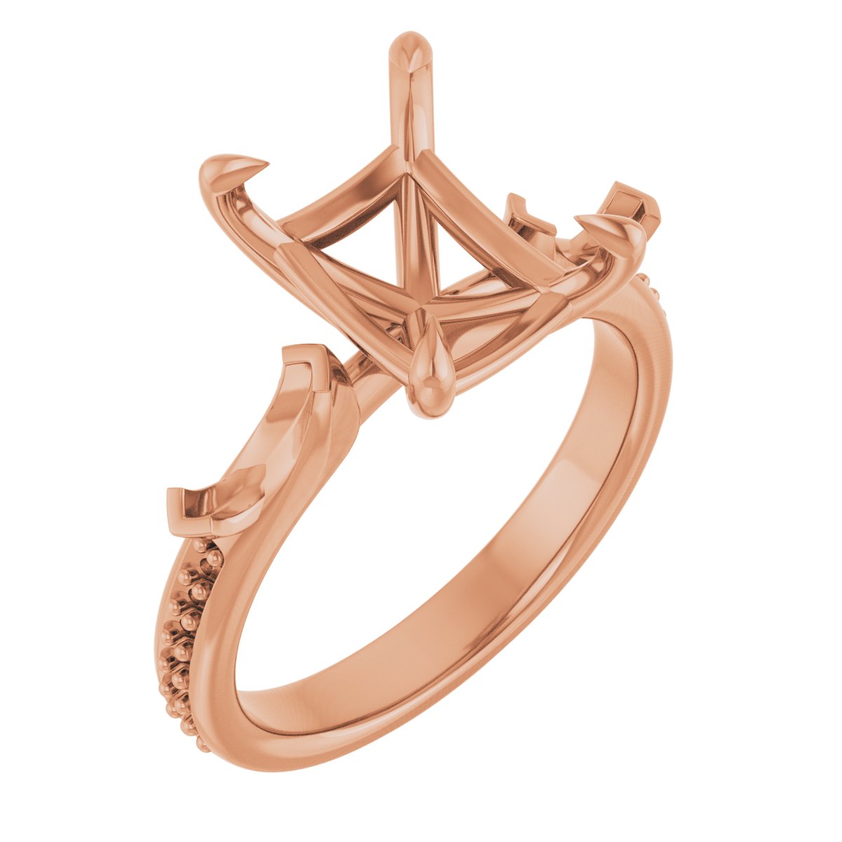 Claw-Prong Three-Stone Engagement Ring