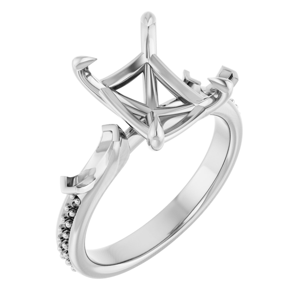 Claw-Prong Three-Stone Engagement Ring