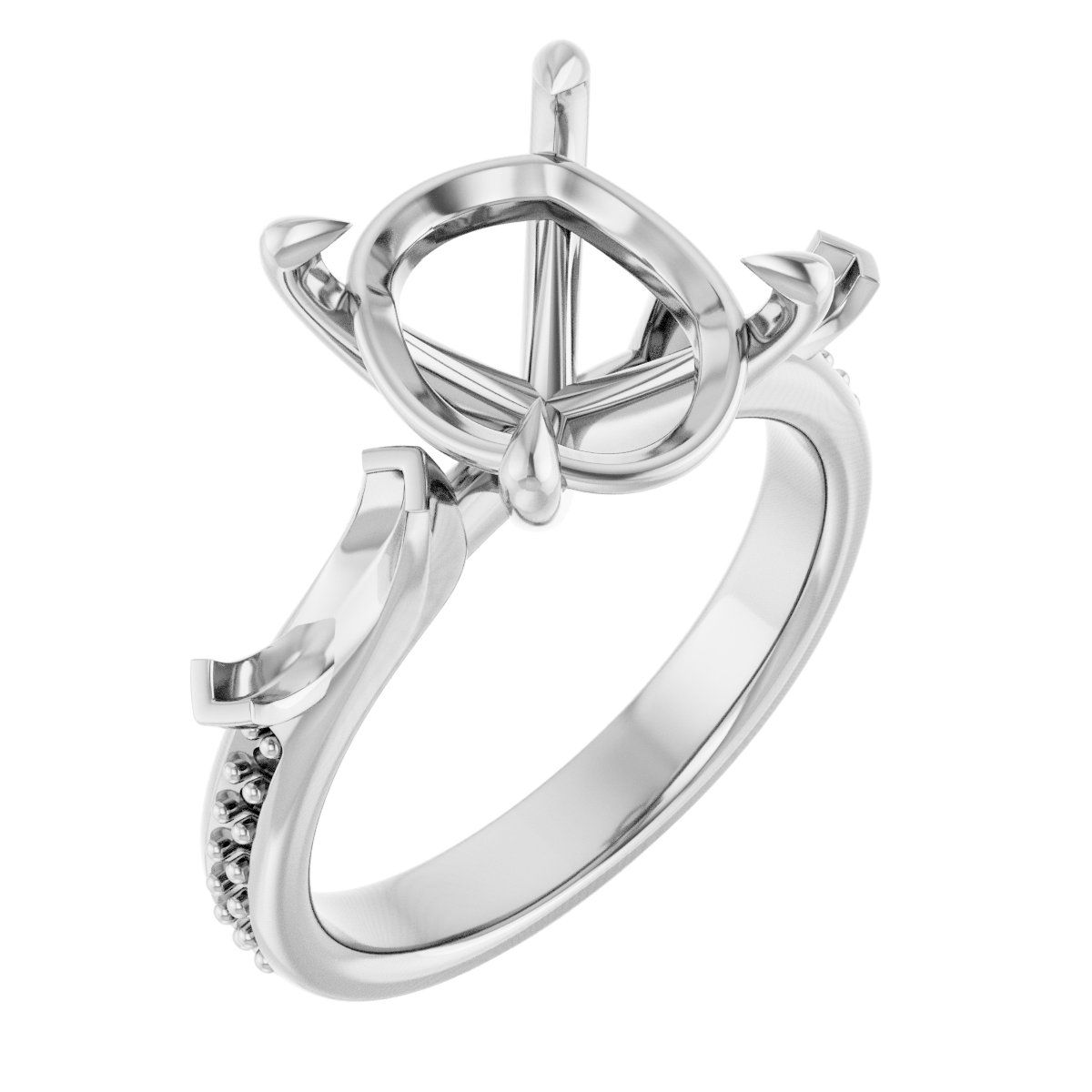 Claw-Prong Three-Stone Engagement Ring